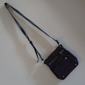 Coldwater Creek Purple suede and leather crossbody wallet handbag